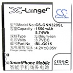 Аккумулятор для GIONEE GN205, GN320, GN380, BL-G015 [1550mAh]