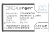 Усиленный аккумулятор серии X-Longer для TEXET TM-B310, TM-B320, BL-4C, TM-B310 [900mAh]. Рис 5