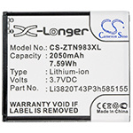 Усиленный аккумулятор серии X-Longer для ZTE U960E, SOLAR, N983, Z795G, Li3820T42P3h585155 [2050mAh]